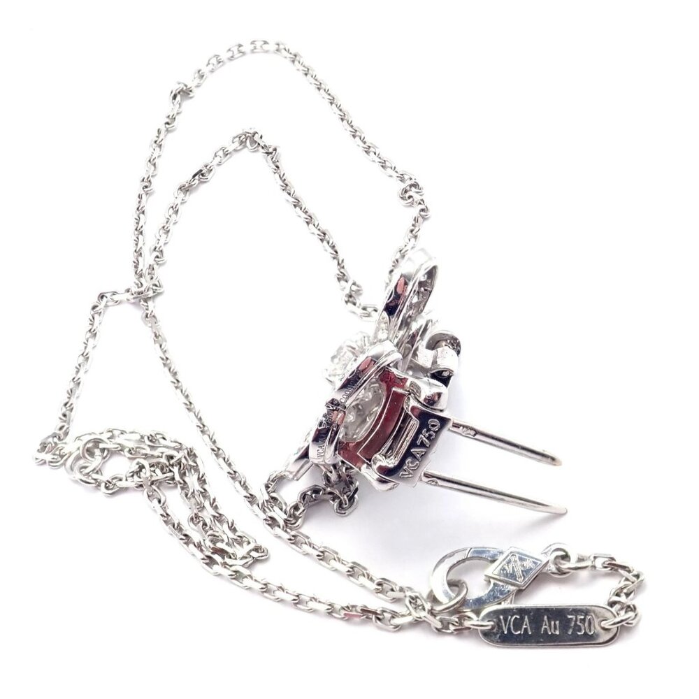 Van Cleef & Arpels Cosmos 18k White Gold Diamond Medium Brooch Pendant Necklace - Picture 5 of 14